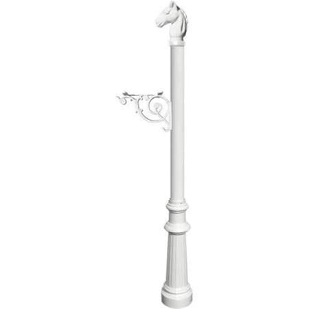 Lewiston E1 Economy Mailbox System with Fluted Base & Horsehead Finial, White LPST-801-E1-WHT